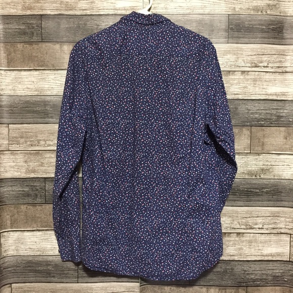 Banana Republic Soft Wash Slim Fit Floral Button Shirt Men’s L Navy Blue - Picture 4 of 10